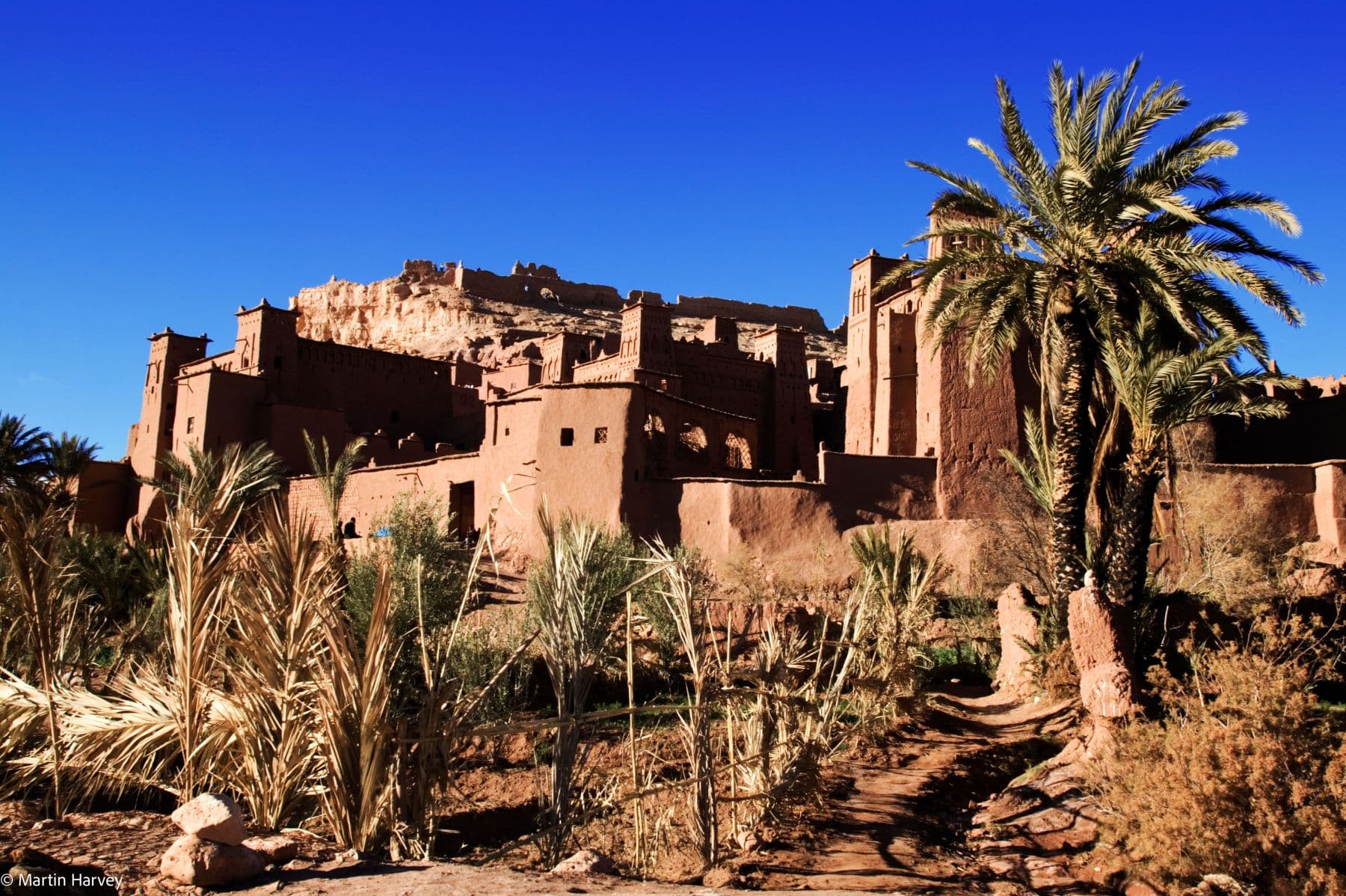 Vue sur la Kasbah d'Aït Ben Haddou depuis les hauteurs